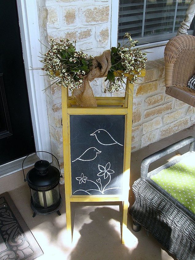 spring porch, curb appeal, porches, seasonal holiday decor, wreaths, A simple spring sentiment was drawn on my sandwich board