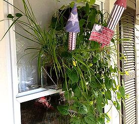adding holiday d cor to living ledge vertical garden planters, outdoor living, patriotic decor ideas, porches, seasonal holiday decor, Adding red white blue to our Living Ledge Vertical Planter was super fun Hope your July 4th rocks and you have a blast