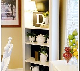 kitchen bookshelf, home decor, painted furniture, shelving ideas, A simple white bookshelf dramatically changes with some black paint
