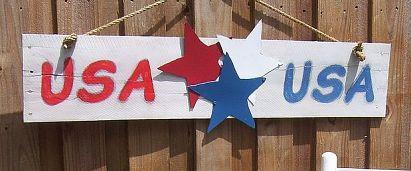 scrap wood usa sign, crafts, patriotic decor ideas, seasonal holiday decor, Scrap wood sign with metal stars