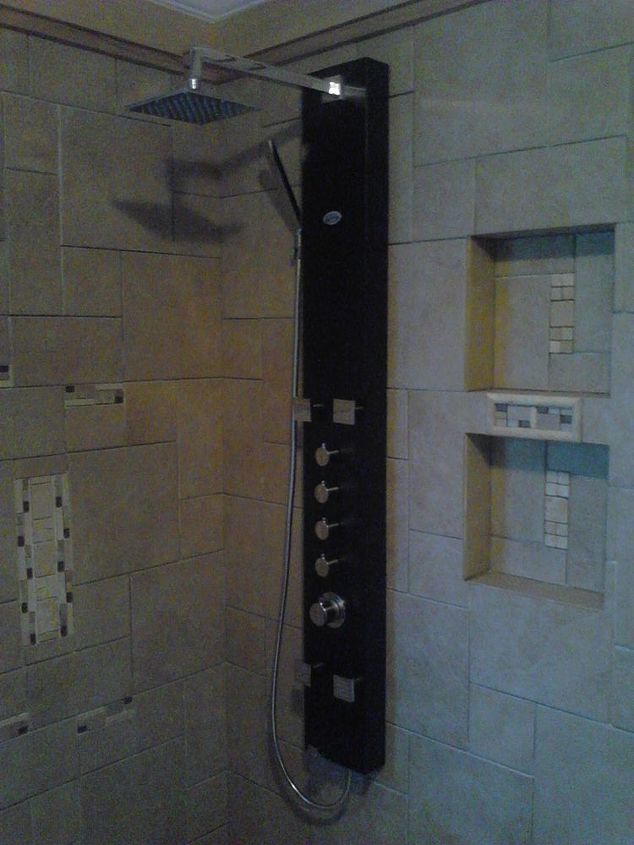 before amp after shower stall, bathroom, remodeling, tiling, Shower Panel