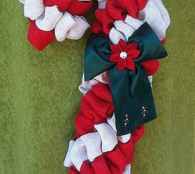 burlap candy cane wreath, crafts, seasonal holiday decor, wreaths