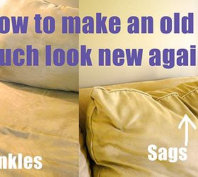 update on how to make an old couch new for 10, cleaning tips, home decor, living room ideas, reupholster, When I started my couch had a bunch of wrinkles and sags I wanted to get rid of