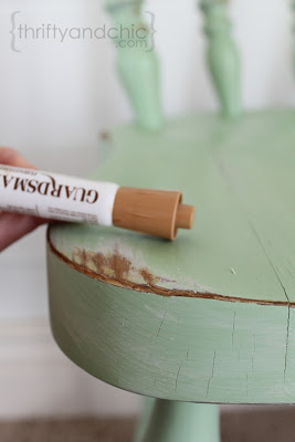 how to distress furniture without the mess of stain, painted furniture, Use this little marker in the place of stain