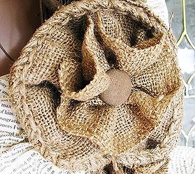 fall wreath with pine cones and burlap, crafts, flowers, seasonal holiday decor, wreaths, Burlap flowers