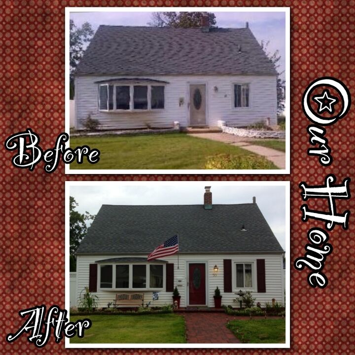 adding character to our first home, curb appeal, Before after