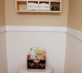 quick powder room makeover, bathroom ideas, home decor, After Tall beadboard wallpaper wainscoting