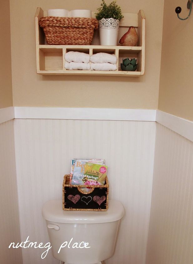 quick powder room makeover, bathroom ideas, home decor, After Tall beadboard wallpaper wainscoting