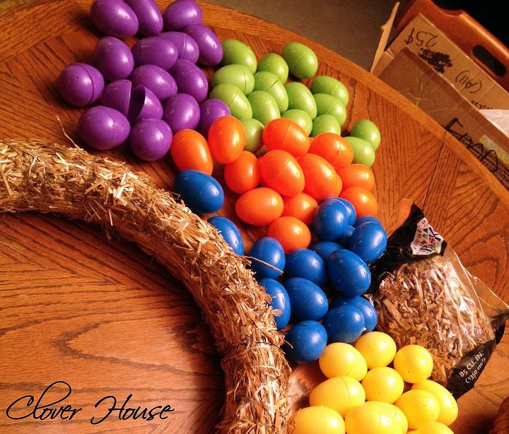 easter egg wreath, easter decorations, seasonal holiday d cor, wreaths, I chose to sort my colors instead of mixing them like you see most often I like to be different sometimes