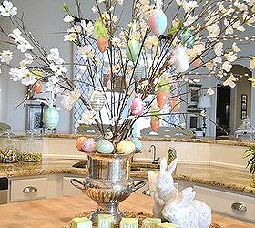 our little easter tree, easter decorations, seasonal holiday d cor, I added faux dogwood branches to our vase filled with plain branches and embellished it with Easter ornaments