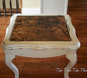 paint stain pretty side table, painted furniture, View of the top of the table