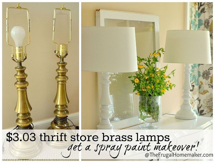 top projects of 2012, crafts, wreaths, Spray painted brass thrift store lamps
