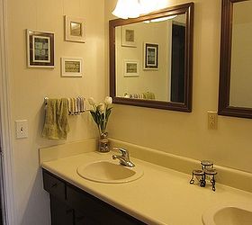 bathroom makeover on a 48 budget, bathroom ideas, home decor, home improvement, shelving ideas, the paneling has been painted a light color