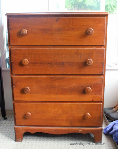 grain sack dresser makeover at finding silver pennies, painted furniture, The before is about as plain as plain