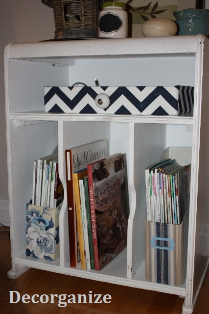 faux drawer with fabric, cleaning tips, crafts, decoupage, shelving ideas, Love my old piece I found for 20 and now super functional