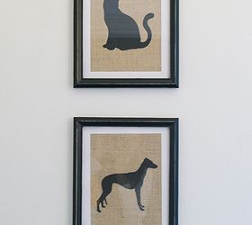 fun pet lovers craft, crafts, home decor, framed ragdoll and Italian greyhound silhouettes on burlap