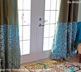 how to stencil moroccan inspired pattern ideas for curtains, home decor, painted furniture, reupholster, window treatments, Sarah from While They Snooze transformed her otherwise drab drapes into a show piece with a simple stencil technique