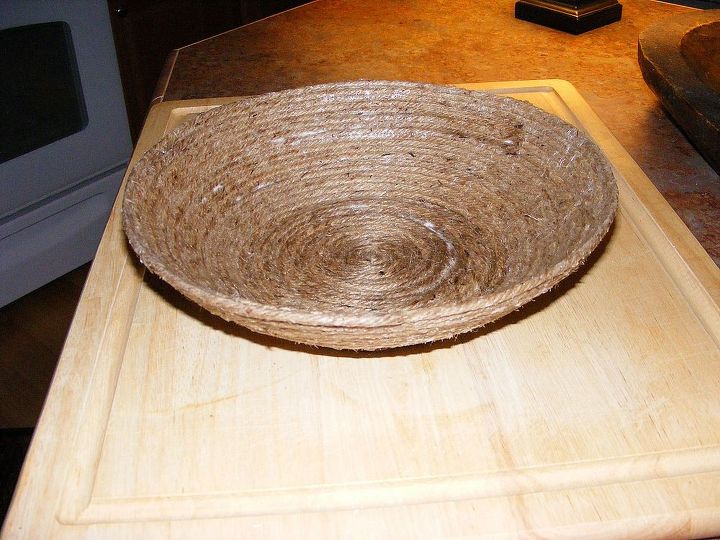 how to make a bowl from jute rope, The Mod Podge will dry clear I did add another coat to the inside of the bowl just to make it stronger