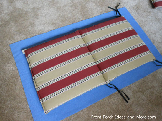 super easy method to cover outdoor cushions, outdoor furniture, outdoor living, painted furniture, repurposing upcycling, reupholster, Find and measure outdoor fabric follow the simple steps