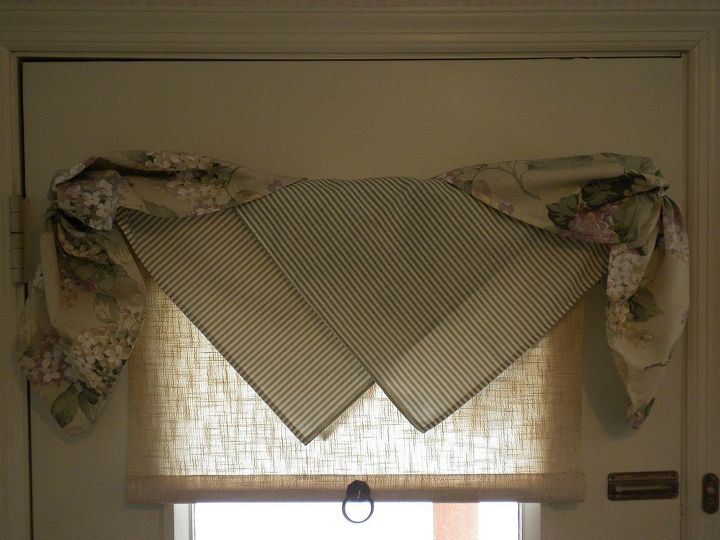 cute easy window treatment using napkins, home decor, repurposing upcycling, reupholster, window treatments, windows