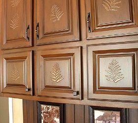 raised fern stencil livens up a boring desk area, kitchen cabinets, painted furniture, shelving ideas, After of desk area