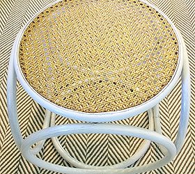 bentwood foot stool makeover, painted furniture, The white and gold foot stool