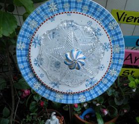 finally started making my plate flowers and glass towers what fun, Another snowflake plate flower