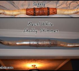 rustic luxe bull horns, crafts, home decor, After Shabby Shimmer Pearl White Glaze