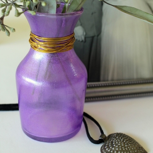 radiant orchid inspiration homemade glass paint, crafts, decoupage, home decor, painting, Gloss Mod Podge and craft paint in a pearl finish will dry to a translucent finish