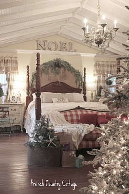 my french cottage bedroom decked out for christmas 2011, bedroom ideas, christmas decorations, seasonal holiday decor