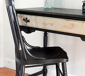 painted antique desk chair set, painted furniture
