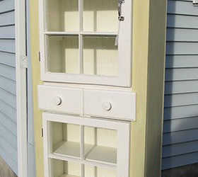 20 projects built from scratch, diy, painted furniture, woodworking projects, This one is not from new materials I used two old windows and some lumber from an old water bed to make this charming country cupboard
