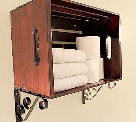 custom over the toilet storage solutions with pine crates, bathroom ideas, shelving ideas, storage ideas, woodworking projects, Store towels toilet paper and anything else you need