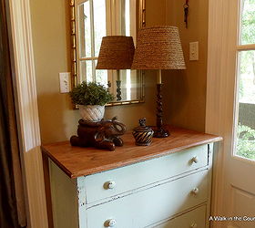 diy ballard seagrass shade, crafts, Foyer chest with Lamp