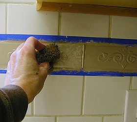 how to make plain ceramic tiles look like expensive designer tiles, diy, kitchen backsplash, kitchen design, painting