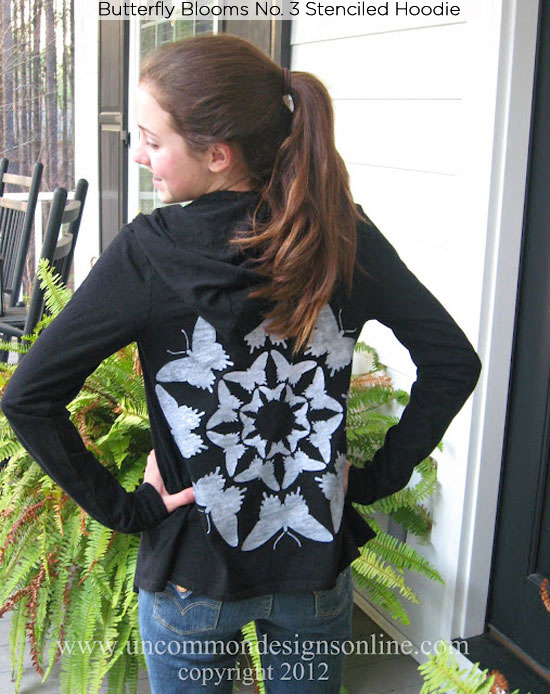 stencil ideas creative stenciled craft projects, crafts, Butterfly Blooms No 3 stenciled hoodie