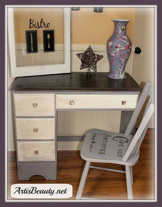 roadside rescue desk and chair makeover, home decor, painted furniture