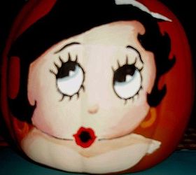 paint a cute craft pumpkin for fall or halloween, crafts, halloween decorations, seasonal holiday decor, Betty Boop as a witch is good scary fun