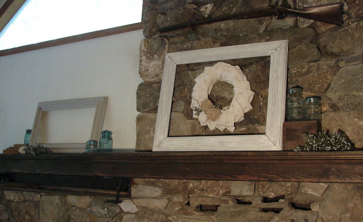my summer 2012 mantel, seasonal holiday d cor, wreaths, Our mantel is quite long It has the firebox on one side and a dumbwaiter on the other to send up the wood