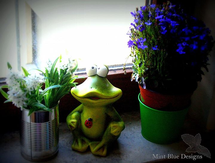 placement of garden gnomes, gardening, Frogs don t belong inside Yet its hard to say no this cute one No harm in leaving him with some indoor plants isn t it