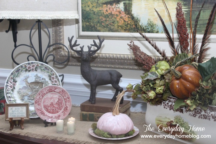 how to step by step create a vignette, home decor, The completed vignette Come on over to The Everyday Home to see how I went from a bare tabletop to this