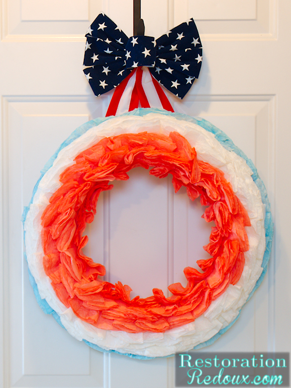 fourth of july coffee filter wreath, crafts, seasonal holiday decor, wreaths, Fourth of July Wreath