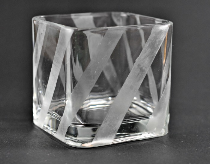 create your own etched glass candleholders it s easy, christmas decorations, crafts, seasonal holiday decor, Look at the awesomeness that painter s tape can create Who knew