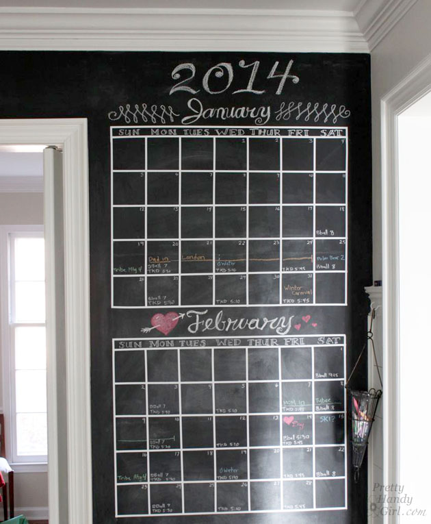 diy chalkboard calendar, chalkboard paint, crafts, painting, wall decor, In our house I added two calendars It s always nice to see a month ahead