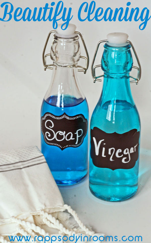 beautiful bottles for cleaning w chalkboard labels, chalkboard paint, cleaning tips, crafts, The beautiful cleaning glass bottles