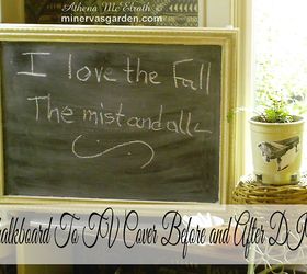 minerva s garden chalkboard to tv cover before and after diy, chalkboard paint, crafts