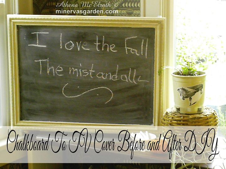 minerva s garden chalkboard to tv cover before and after diy, chalkboard paint, crafts