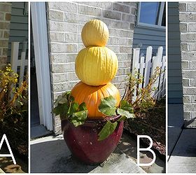 stacked ombre pumpkin topiary, curb appeal, seasonal holiday decor, Dress up the topiary as much or as little as you like Which of these three is your favorite