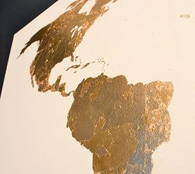 gilded map art, crafts, North America closeup