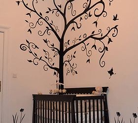 this is an example of one of my tree decals with flowers, home decor, wall decor, This tree was created for a room with 14 ceiling height